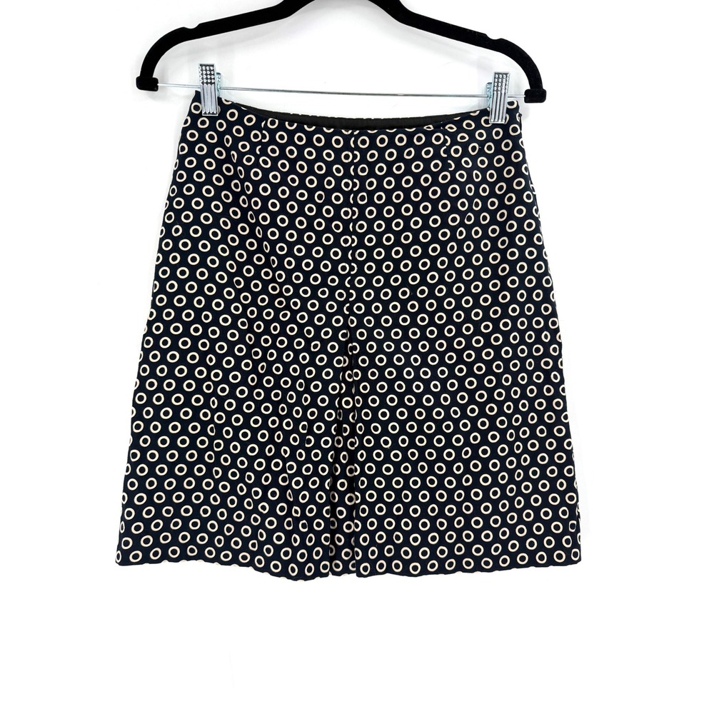 Milly Mini Skirt Size 2 Black White Geometric Circle Pleated Mod Retro Chic